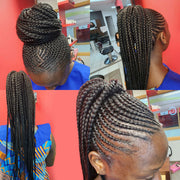 Tresses Americaines en couette (ponpon passe meches inverse)